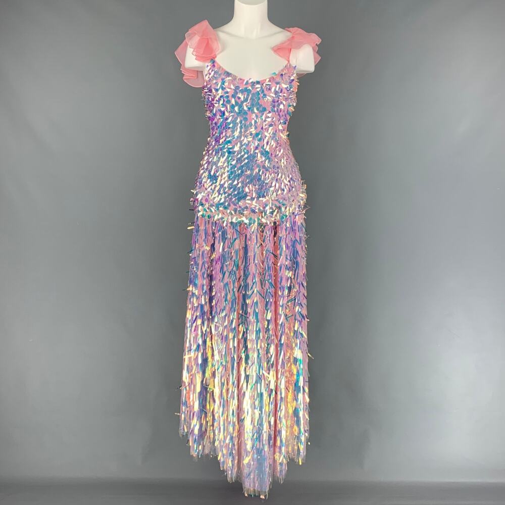 NEUBYRNE Size S Pink Silk Paillette Sequin Skirt Set